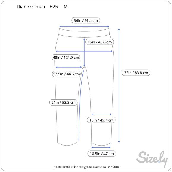 pants 100% silk drab green elastic waist 1980s - Picture 2 of 10